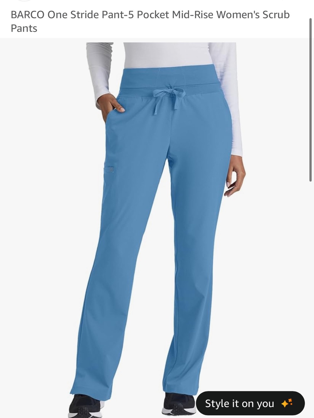 BARCO One Stride Mid-Rise Straight-Leg Scrub Pants - Ciel Blue